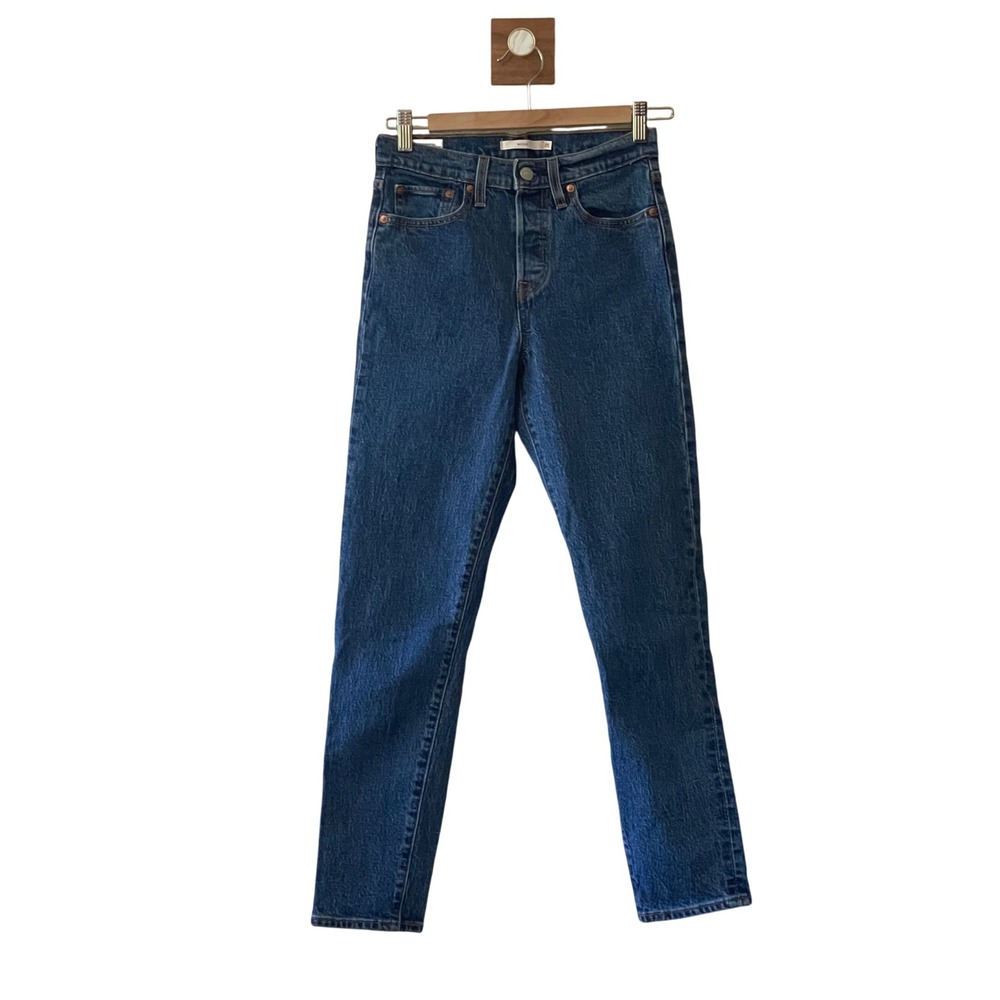 Levi's Premium Wedgie Fit Jeans Size 25 Dark Wash‎ Denim High Rise Big E
